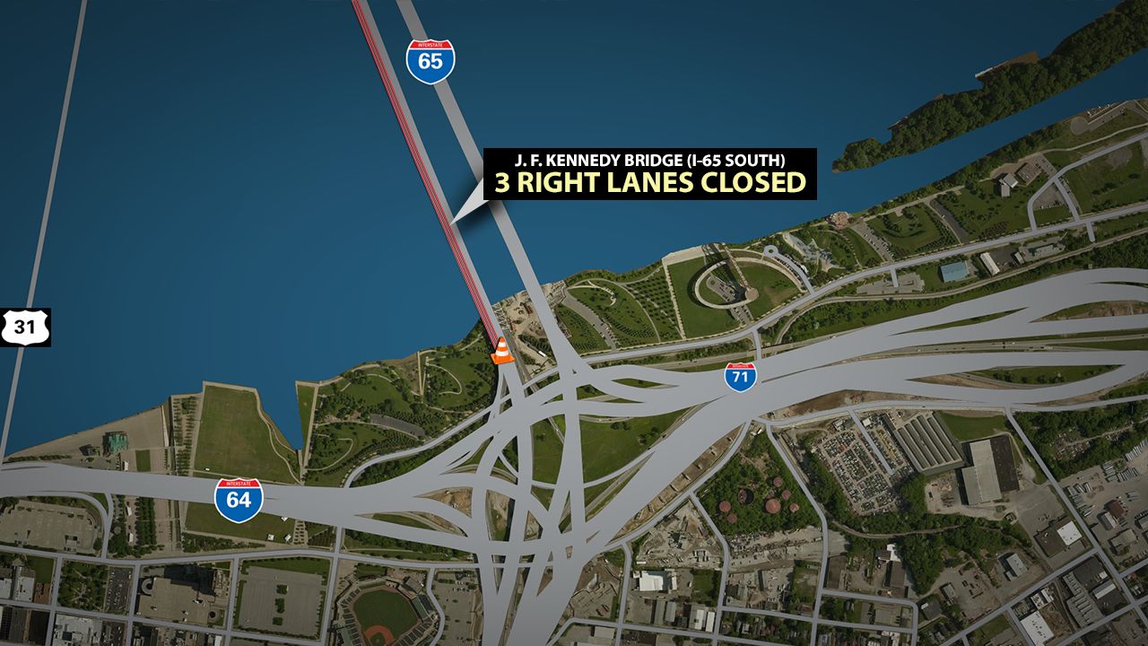 Lane closures on the Kennedy Bridge